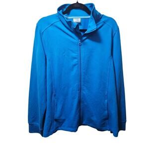 Danskin Now Active French Terry Jacket in Blue Isle Plus Size XXL (20) ~ Sporty